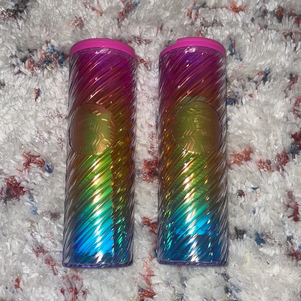 NWOT Rainbow Starbucks 16 oz Travel Tumblr